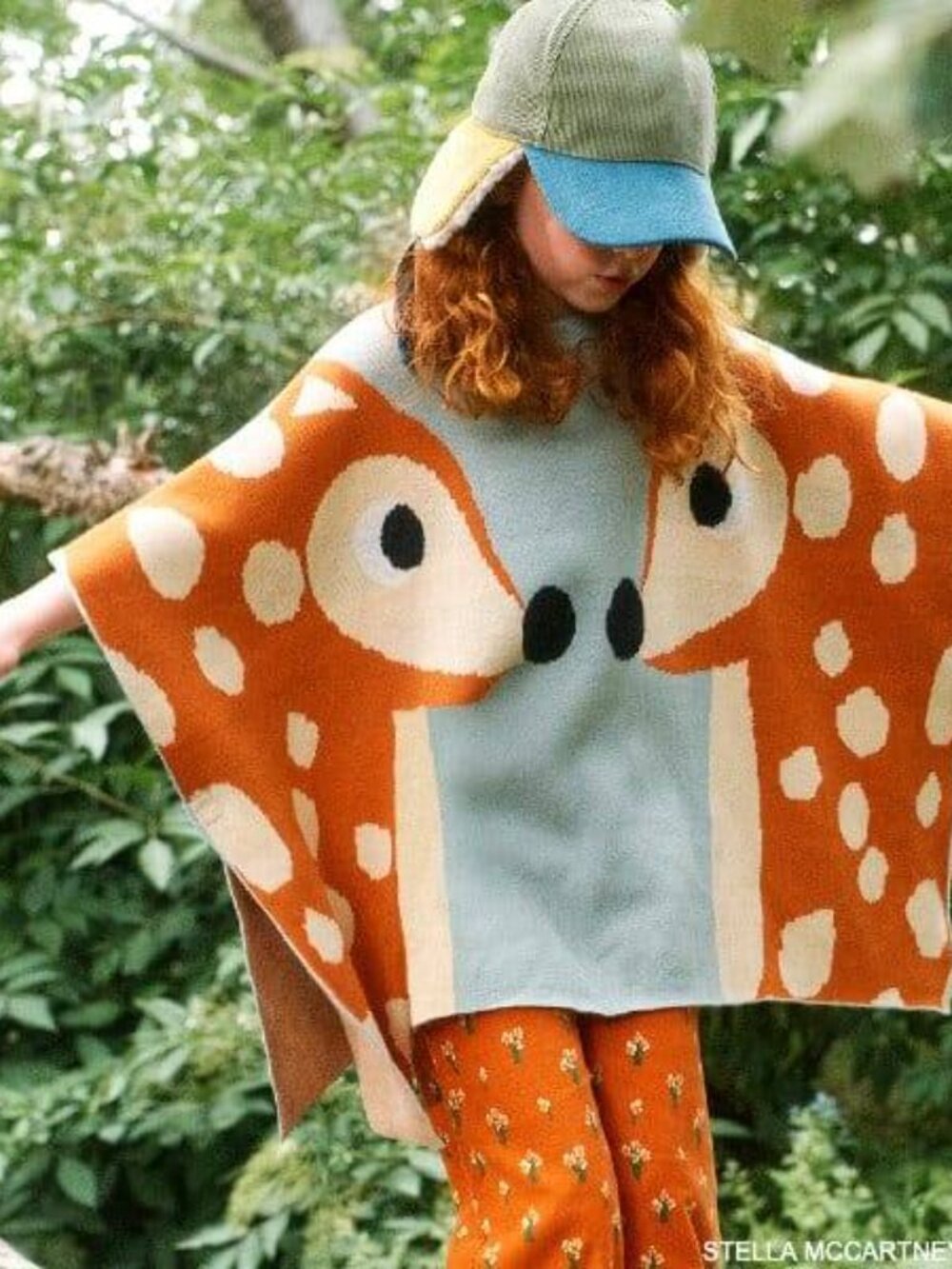 Stella McCartney Kids Girl's Double Deer Intarsia Cape size 10 NWT
